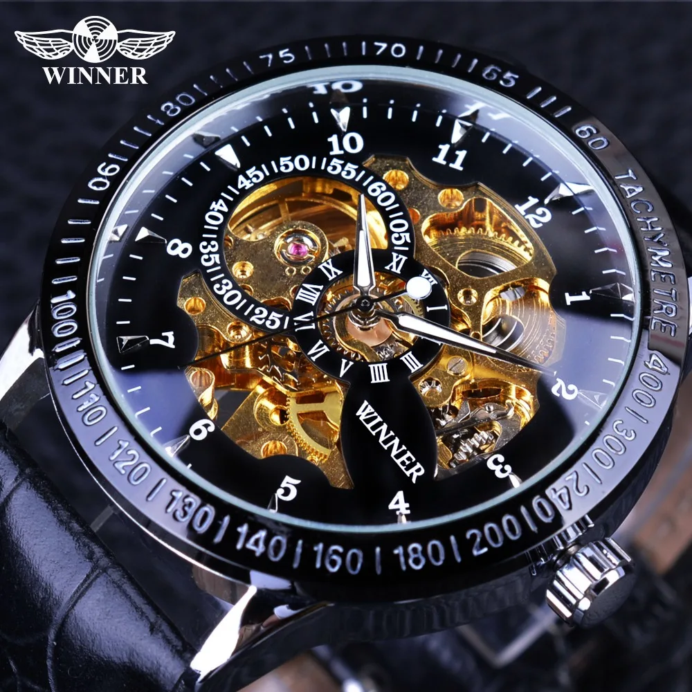 

Победитель Классический Серии Золотой Скелет Внутри Дизайн Мода Повседневная Мужчины Часы Лучший Бренд Класса Люкс Автоматическая Скелет ...