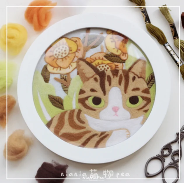 Кота рамка для фотографий Шерсть Кружево комплект шерстяной фетр иглы валяния