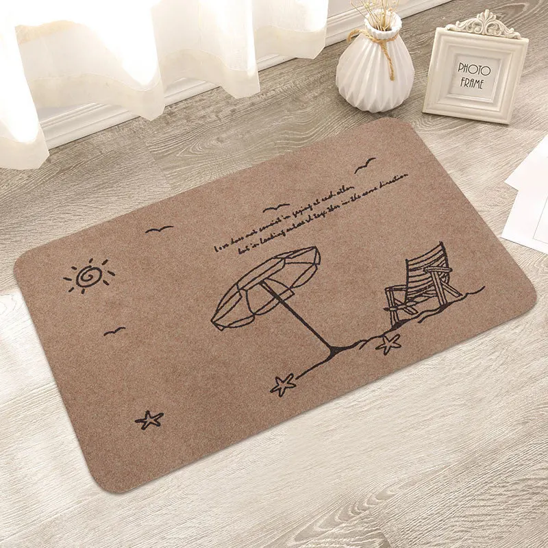Beige beach Творческий узор Коврик для ванной, мягкие, удобные, водопоглощение non-slip, не линяют, коврик для ванной комнаты Кухня спальня для лестницы, для ванной комнаты коврик - Цвет: Beige beach