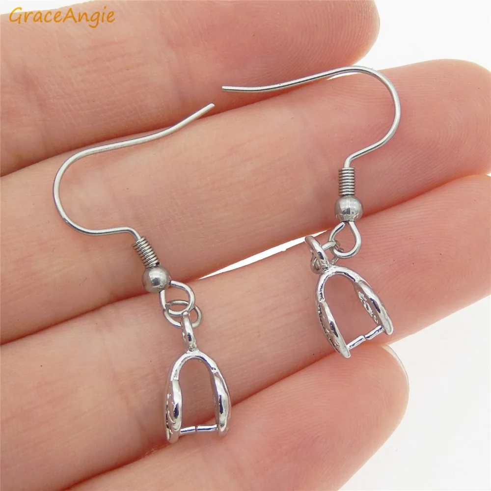 GraceAngie 5pairs/lot Stainless Steel Silver Earring Wire Hooks with Pinch Clip Bail Findings For DIY Making Accessories | Украшения и