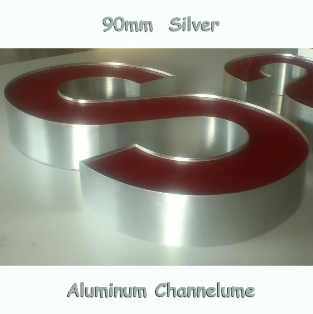 90 мм Channelume светодиодные знаки буквы алюминиевые буквенные бейсболка 3D