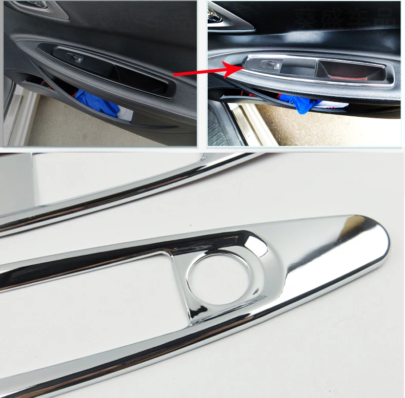 4pcs for Citroen C-Quatre/C4 sedan 2009-2016 Car door armrest Window switch Panel frame Decorative bright strip sticker | Автомобили и