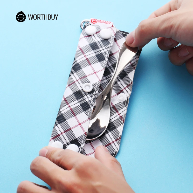 WORTHBUY китайская портативная ложка с сумкой 304 нержавеющая сталь столовая суповая