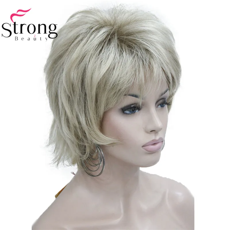 StrongBeauty короткий флип-ап блонд микс полный синтетический парик выбор цвета - Цвет: R12-26