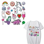 Термоаппликация для детской одежды, набор патчей, с изображением Милого Животного, единорога, динозавра, русалки, кота, полоски на одежде