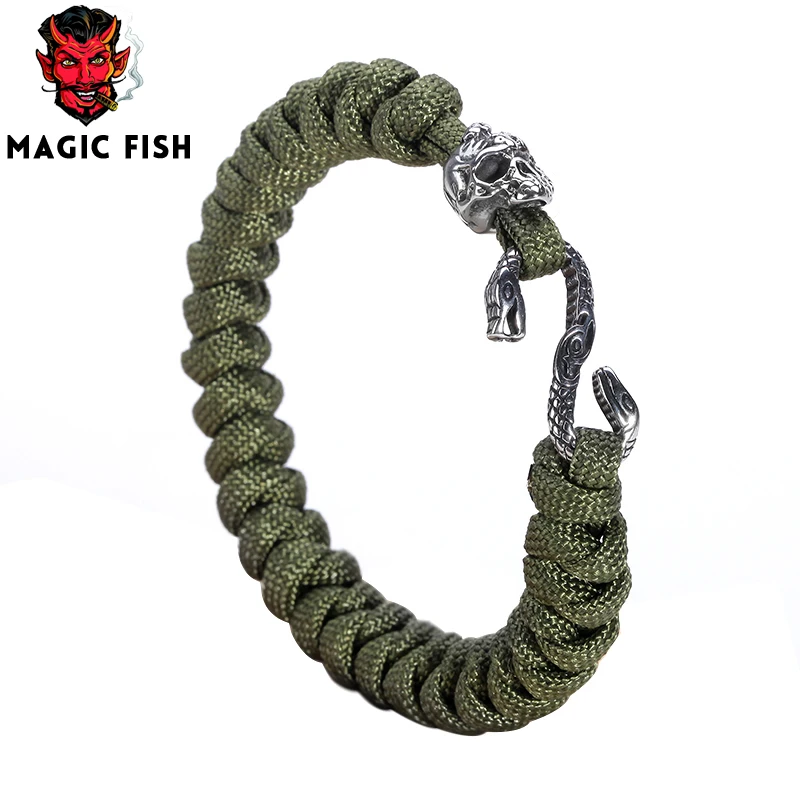 Браслет для выживания Paracord Череп Форма Змеи Парашютная веревка браслет с