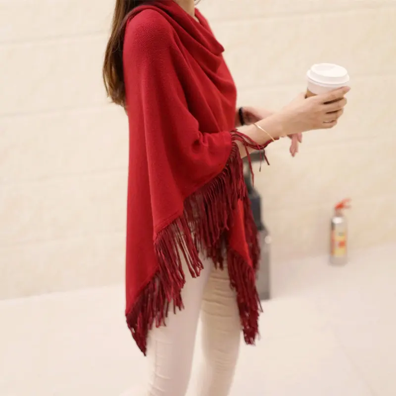 2016 turtleneck womans cape fashion brand fringe poncho batwing ladies winter ponchos and capes knitting patterns sweater |