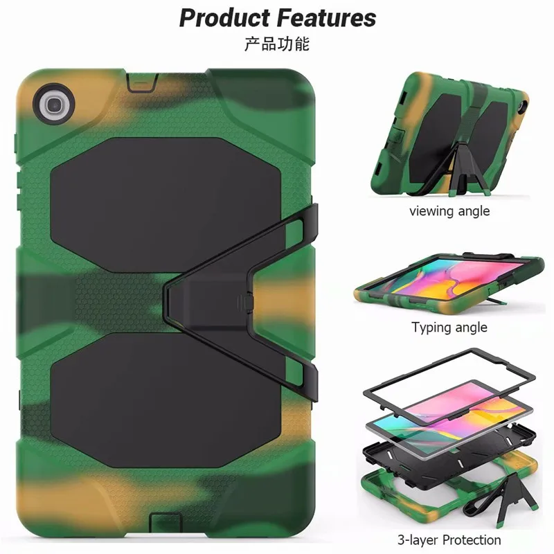 Camouflage green Сверхпрочный силиконовый Жесткий Чехол, защитная Подставка для планшета samsung Galaxy Tab A 10,1 T515 T510 SM-T510 T515 Capa Funda - Цвет: Camouflage green