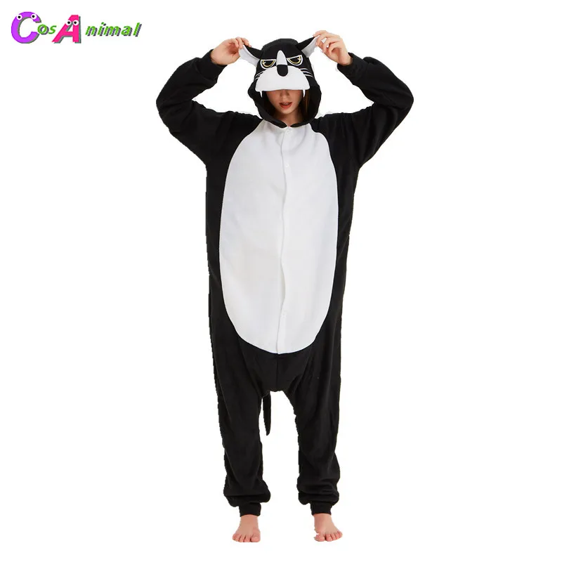 Black Panther Women Polar Fleece Kigurumi Men Cartoon Animal Onesies Pajama Adult's Halloween Carnival Party Jumpsuit