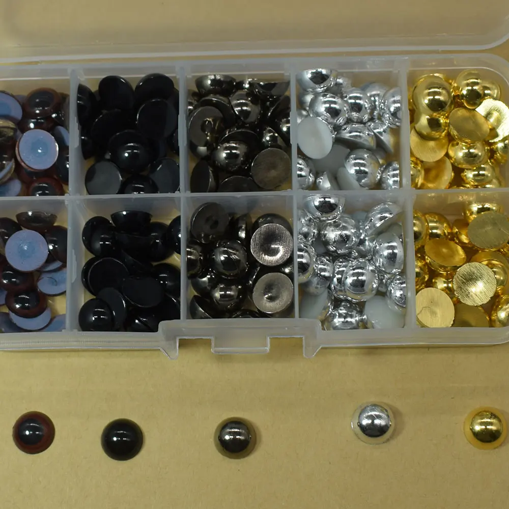 200 шт. резиновые пуговицы круглые плоские черные глаза пластиковые для кукол