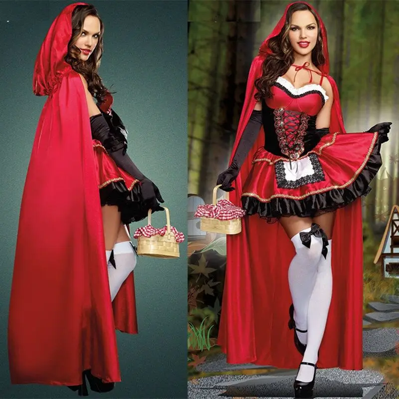 Женский маскарадный костюм с капюшоном красного цвета размеры до XL 2020|costume for