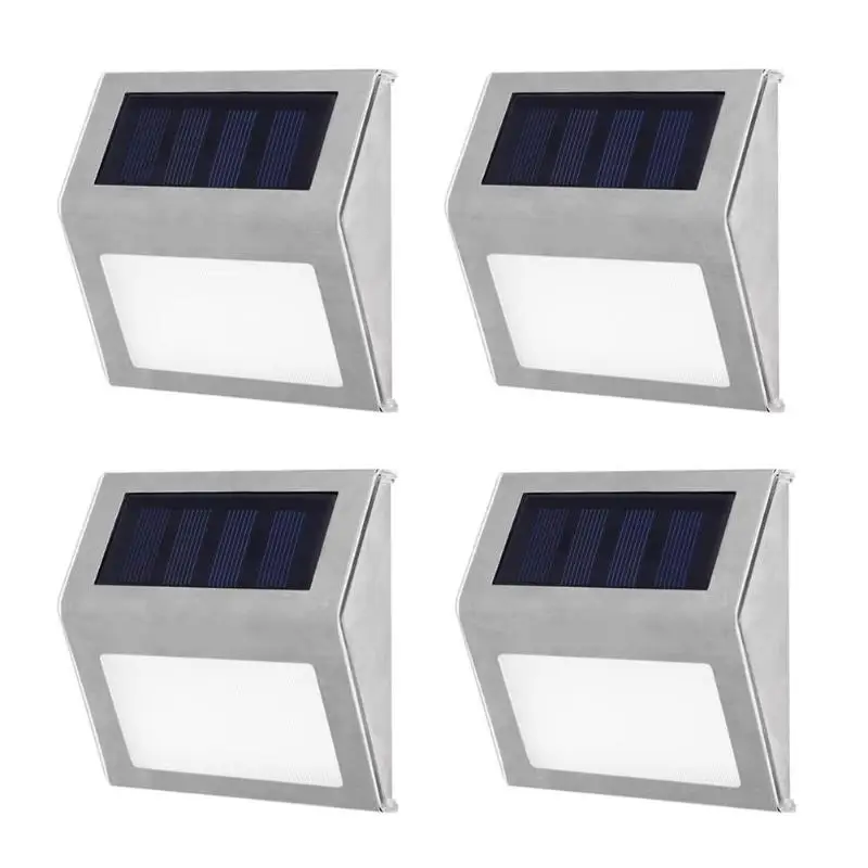 1-4 шт., 3LED солнечный светильник из нержавеющей стали, солнечная энергия, садовый светильник, уличный водонепроницаемый светильник для двора - Испускаемый цвет: 4Pcs