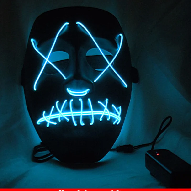 Хэллоуин забавная подсветка светящаяся ПВХ маска EL wire мода V Косплей Маска Костюм