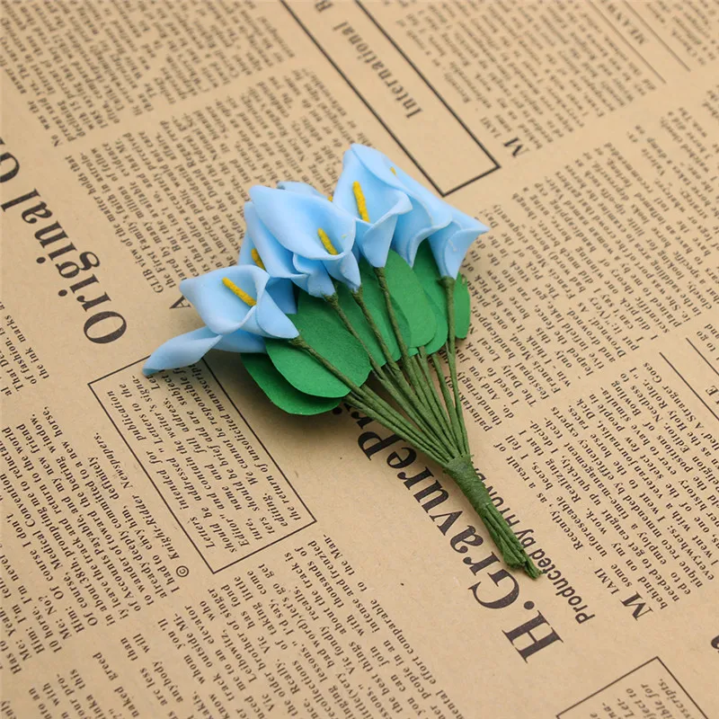 12 шт. мини пена Калла ручной работы искусственный цветок букет Свадебный декор DIY ВЕНОК Подарочная коробка Скрапбукинг Ремесло поддельные цветок