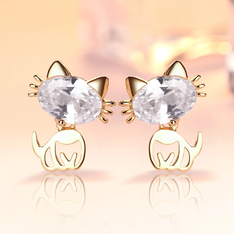 Женский модный блестящий кристалл циркониевые серьги-гвоздики с животными милый