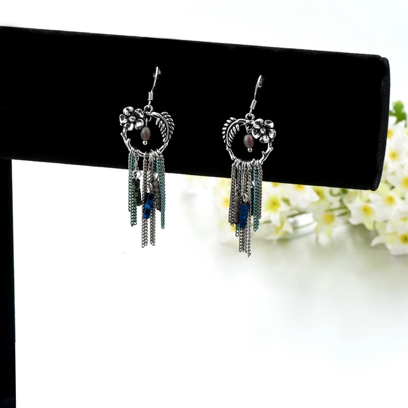

CHICVIE Silver Color Tassel Statement drop Earrings for Women Crystal Beads Jewelry Accessories Wholesale Gifts SER160130
