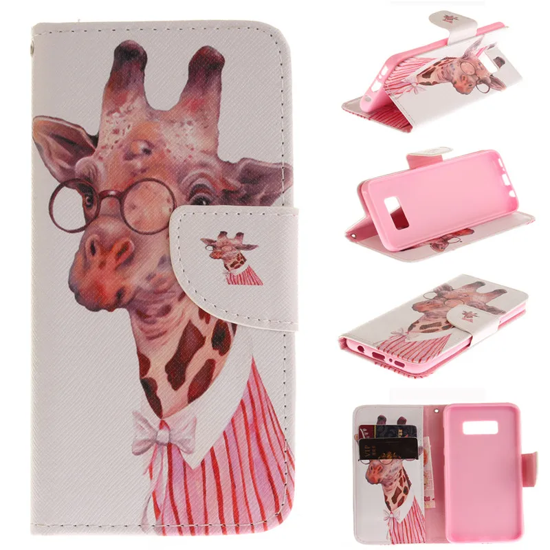 Мультяшный Волк Цветок Олень кошелек откидной кожаный чехол мягкий для Samsung Galaxy S8