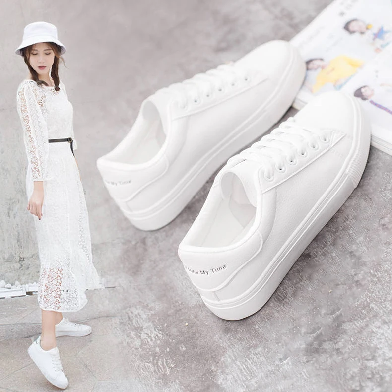 Женские кроссовки на платформе; Feminino Zapatos De Mujer; дышащая Вулканизированная обувь; женская белая повседневная обувь на платформе
