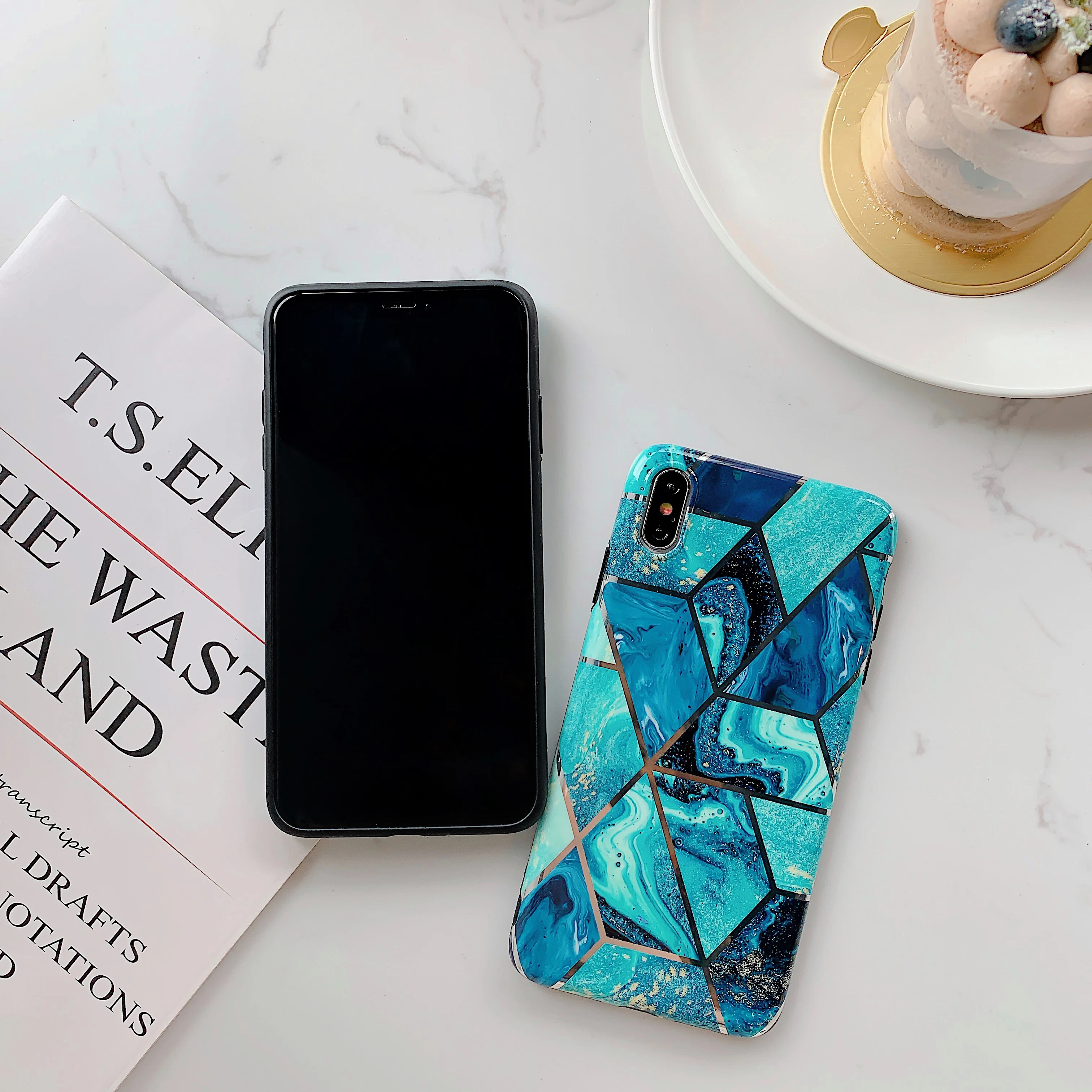 Чехол FLYKYLIN с синим мраморным покрытием для iphone XS Max XR X чехол 8 Plus 7 6 S задняя крышка