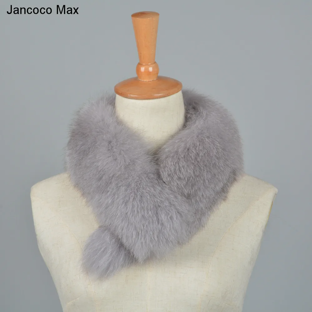 Jancoco Max стиль Для женщин из натурального меха лисы шарф женские шляпки теплая зима ошейники для собак Одежда высшего качества модное кашне S7204