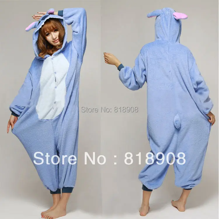 

Cute Unisex Adult Onesie Pajama Anime Cosplay Costume Dress Blue Stitch