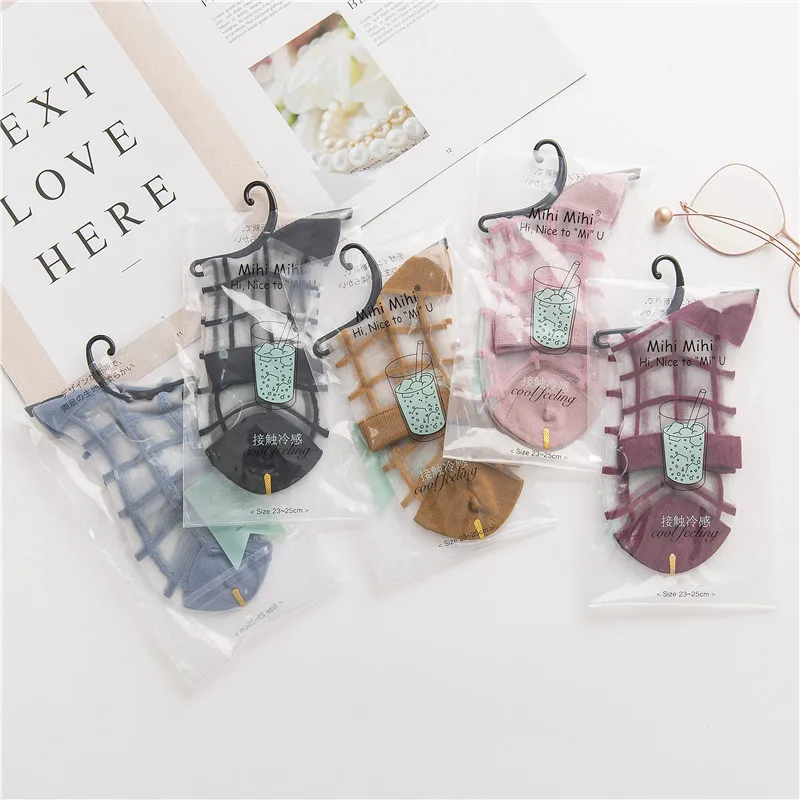 Летние невидимые женские носки в клетку невидимки цветные тонкие короткие