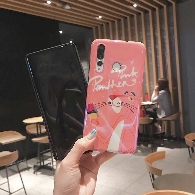 Синий светильник телефонные чехлы для huawei P20 P30 Mate20 Pro 20X мультфильм Розовая пантера Крышка для huawei Nova 3 3i 4 Honor V20 задняя крышка fundas