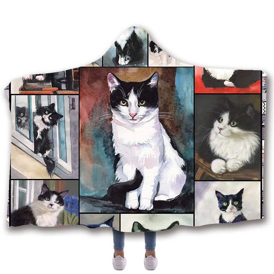 Мягкое Флисовое одеяло с капюшоном для кошек Прямая поставка|Одеяла| |