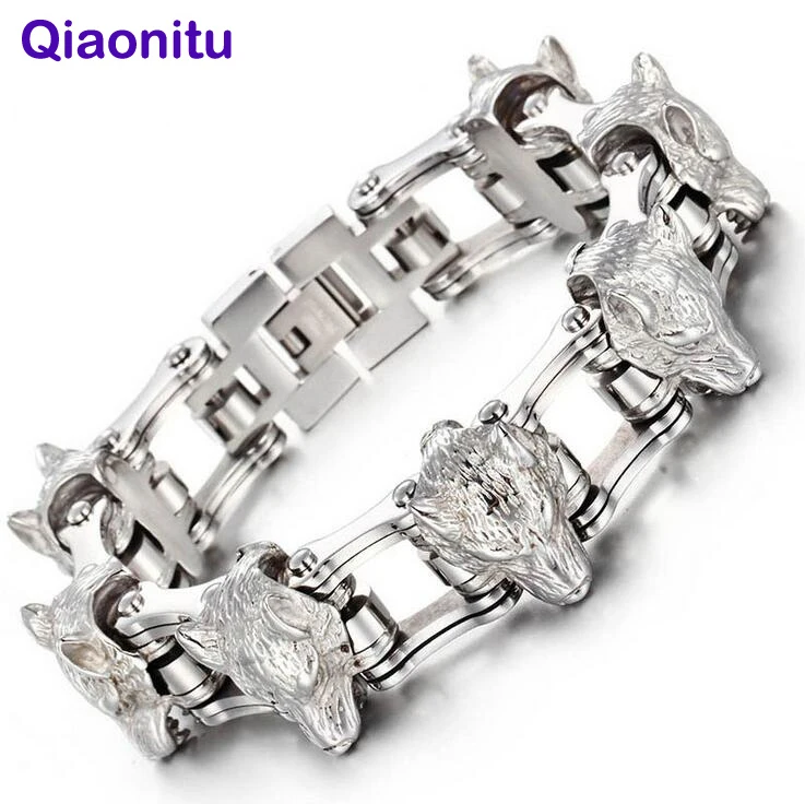 Крутой браслет 21 см в стиле панк-рок волк голова льва тяжелый мужской из