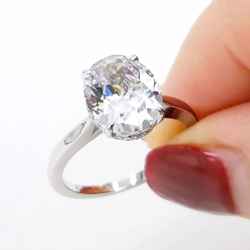 Кольцо COLORFISH, Помолвочное с солитёром, 4ct, овальная форма, циркон, ювелирные изделия, Твердое Серебро 925 пробы, роскошные классические кольца для женщин
