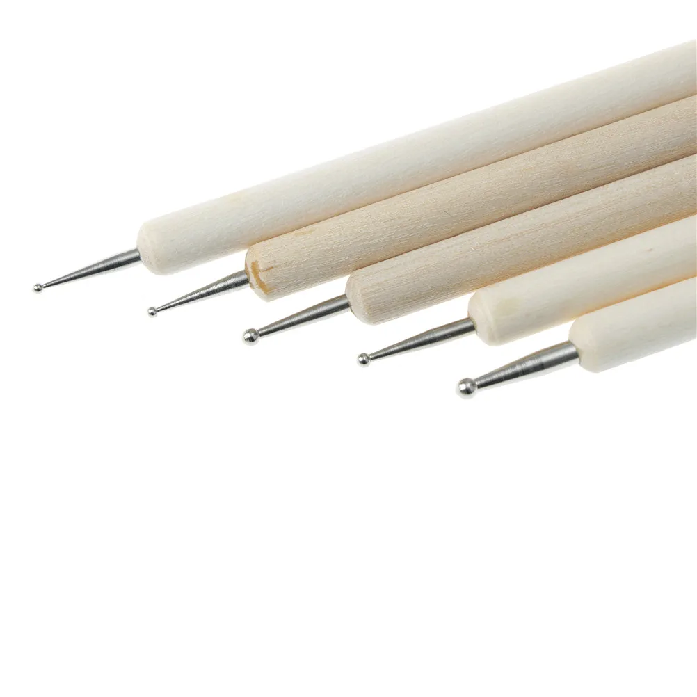 5pcs/lot Wood And Stainless Steel Ball Stylus Polymer Clay Pottery Ceramics Sculpting Modeling Handmade Tools Set 13Cm |