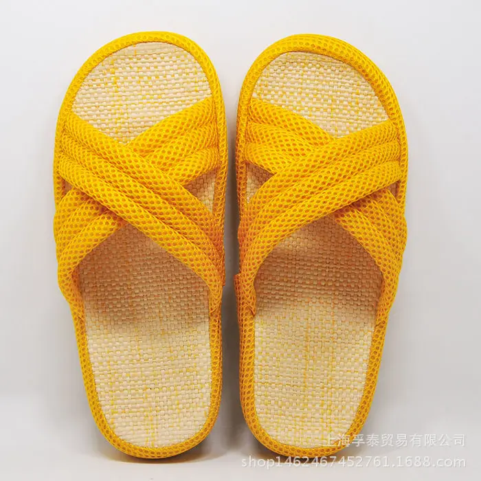 yellow Резиновые Нескользящие тапочки для влюбленных; Новинка года; летние домашние Вьетнамки ярких цветов с перекрестной шнуровкой; повседневные шлепанцы - Цвет: yellow