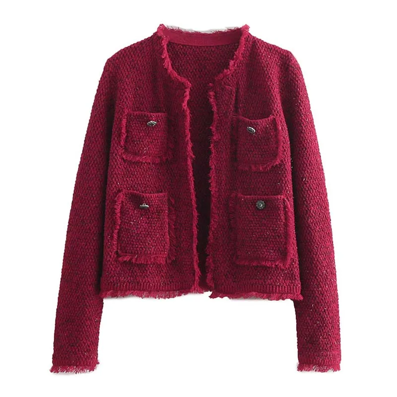 

YNZZU 2019 New Spring Vintage Red Long Sleeve Jacket Women Elegant Woman Outerwear Coats Pockets Femme Jackets Autumn YO784