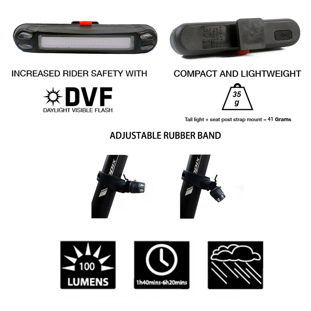 Waterproof MTB Moutian Road Bike Bicycle Cycling Front Rear USB Rechargeable Safe Warning 30 LED 100 Lumen Light Taillight Cheap | Спорт и