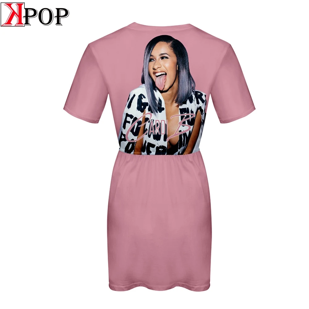 Повседневное летнее платье Cardi B с 3D принтом модное популярное в стиле хип хоп