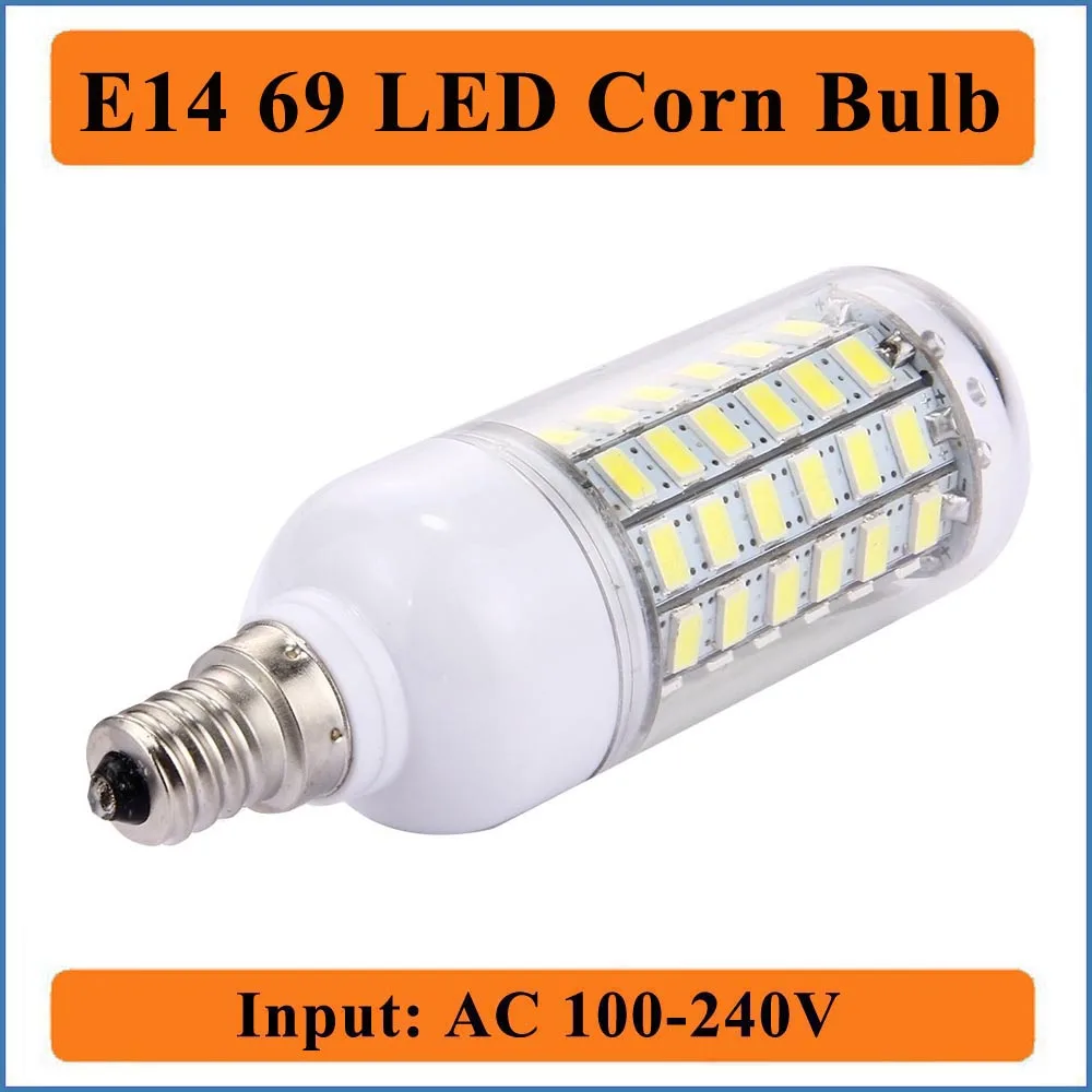 

E14 69 LEDs Corn Bulbs Light Input AC100-240V 69 Led Bulb Lamp Corn Lights LED Light Ultra Bright Lamp With Cover