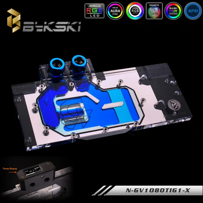 Bykski N GV1080TIG1 X VGA полный блок водяного охлаждения с RGB светом для видеокарт Gigabyte GTX 1080