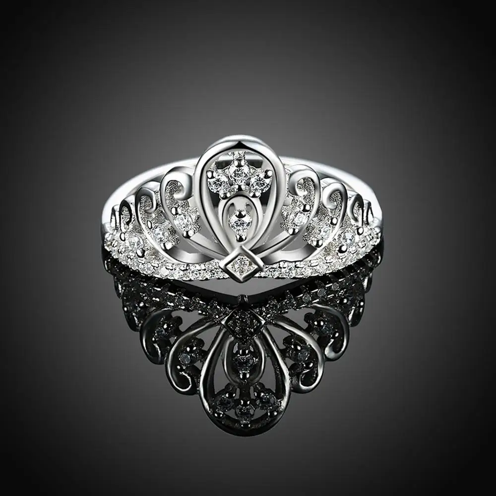 Женское Винтажное кольцо с короной Neoglory Классическое Белое обручальное из