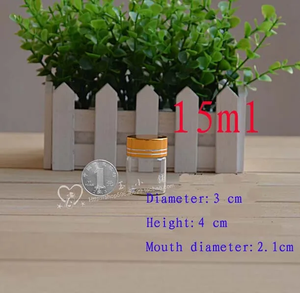 Объем 15 мл (3*4*2 1 см) 200 шт./лот стеклянная бутылка с золотой алюминиевой крышкой