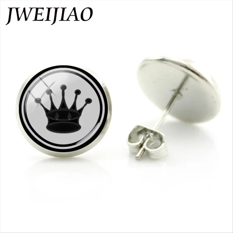 JWEIJIAO Fashion I Love Chess Earrings Knight Castle Stud Earring Personality International Lovers Ear CH15 | Украшения и
