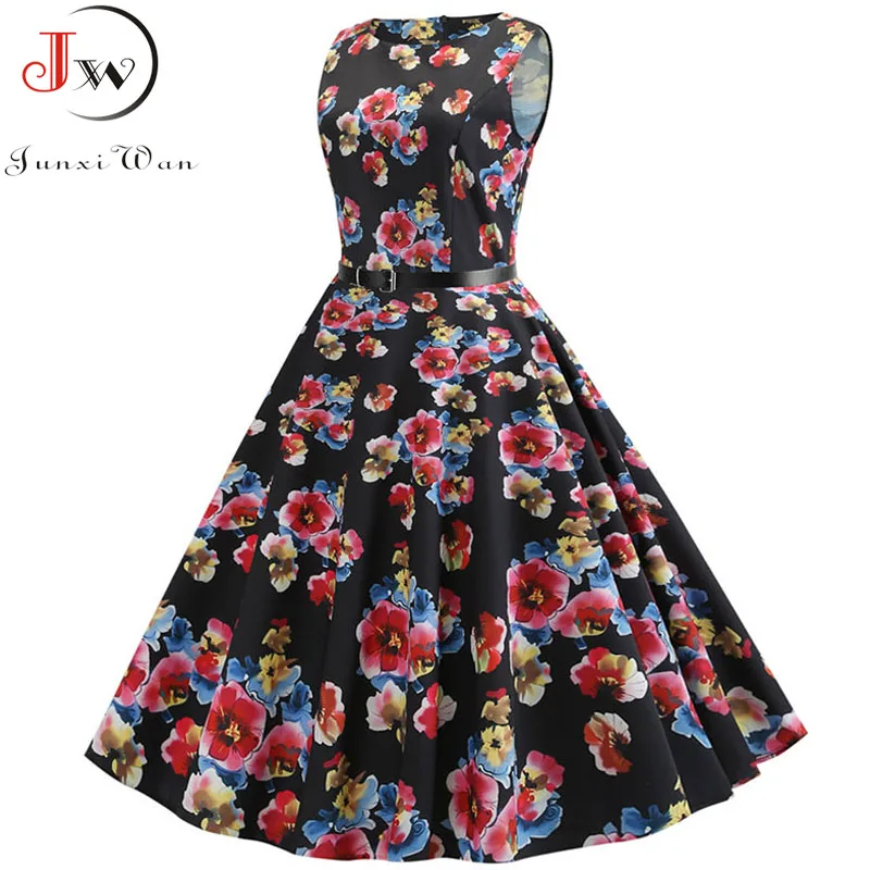 Женское винтажное платье миди с цветочным принтом средней длины|Женские платья| |