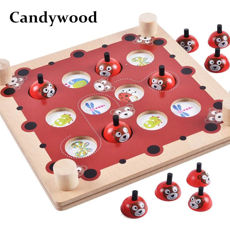 Деревянные шахматы с изображением медведя из мультфильма Candywood деревянная игра