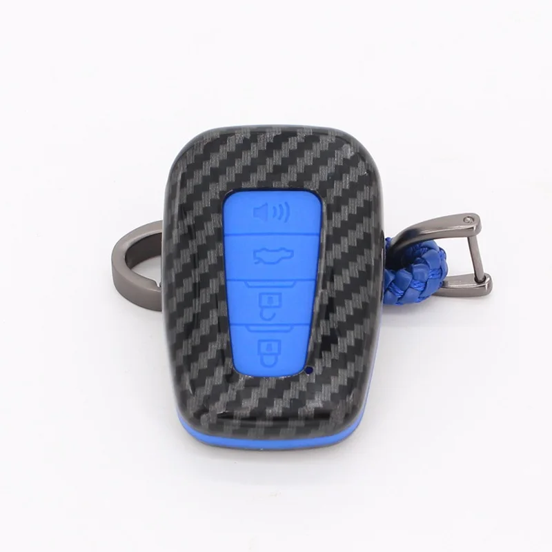 4Button Carbon blue Углеродное волокно ABS интеллектуальный пульт дистанционного управления брелок, чехол для ключей в виде ракушки для Toyota CHR C-HR Prado Prius Camry Corolla RAV4 2/3/4 кнопки - Название цвета: 4Button Carbon blue