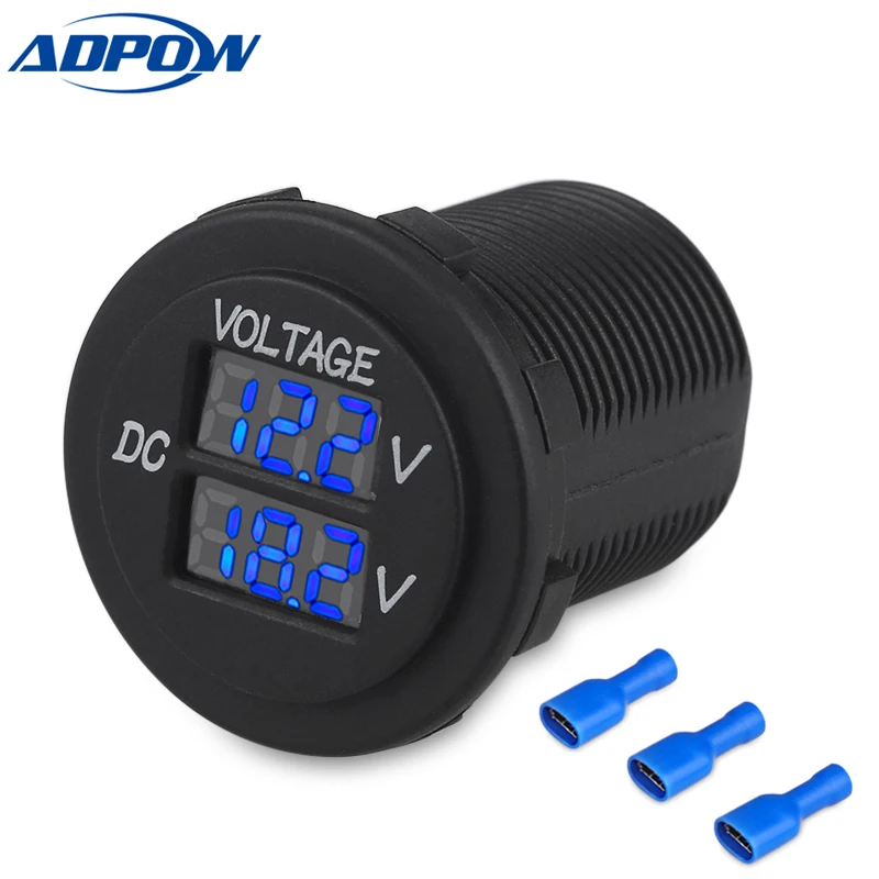 Автомобиль лодка мотоцикл светодиодный цифровой двойной Вольтметр