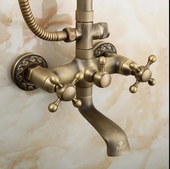Бесплатная доставка роскошный новый античный латунный набор для Дождевого душа