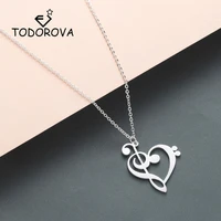 todorova music note heart of treble and bass clef necklace women infinity love charm pendant necklace stainless steel jewelry