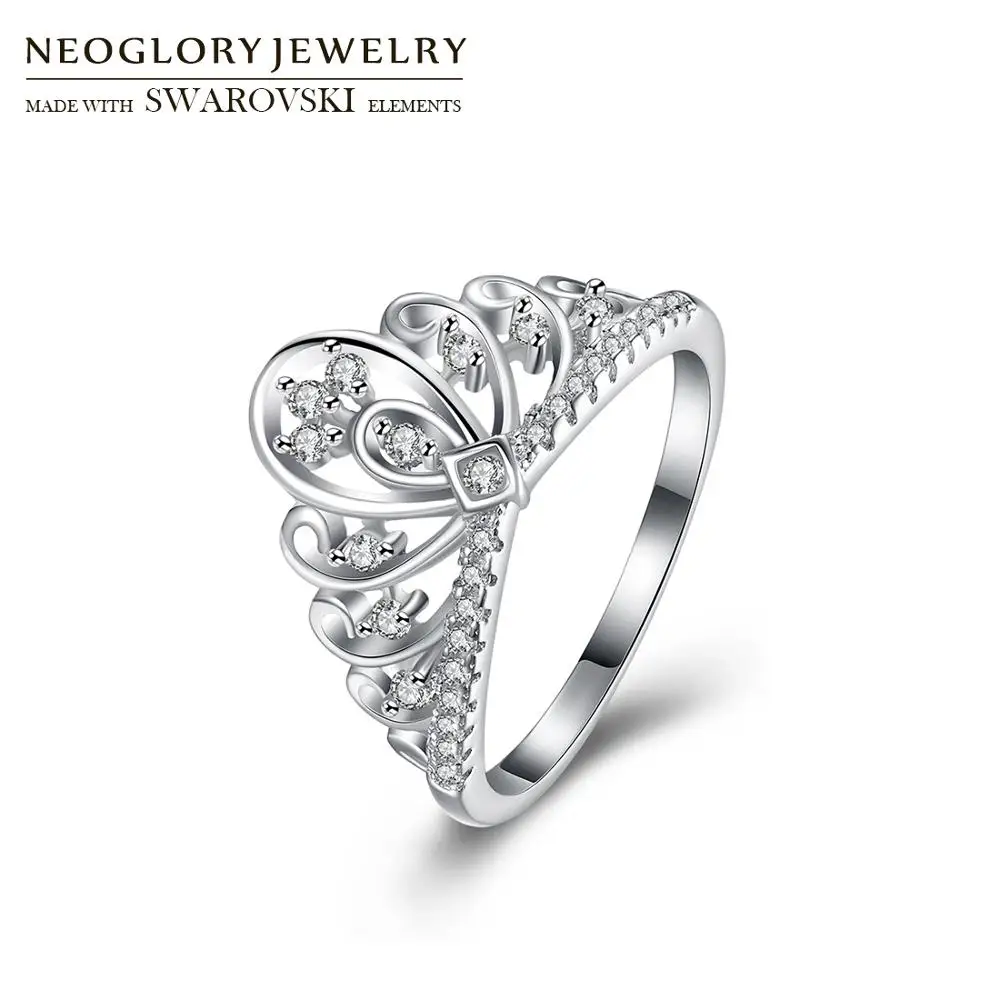 Женское Винтажное кольцо с короной Neoglory Классическое Белое обручальное из