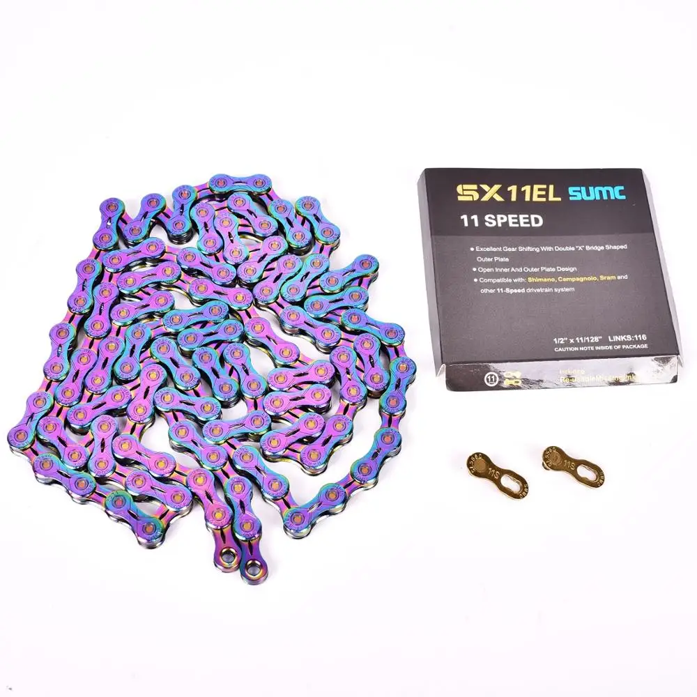 SUMC 9 10 11 12 speed Bicycle Rainbow Chain Colorful MTB Mountain Road Bike Shifting Chain With Missinglink For Shimano Sram