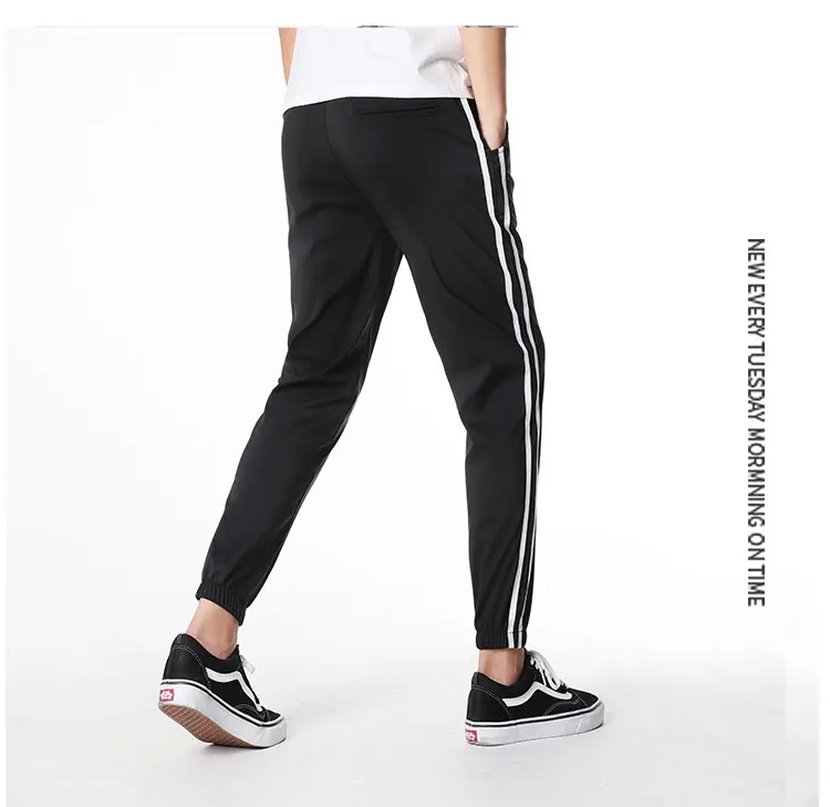 Модные мужские повседневные штаны, брюки, Chandal Hombre, мужские облегающие брюки в черно-белую полоску, спортивные штаны для бега