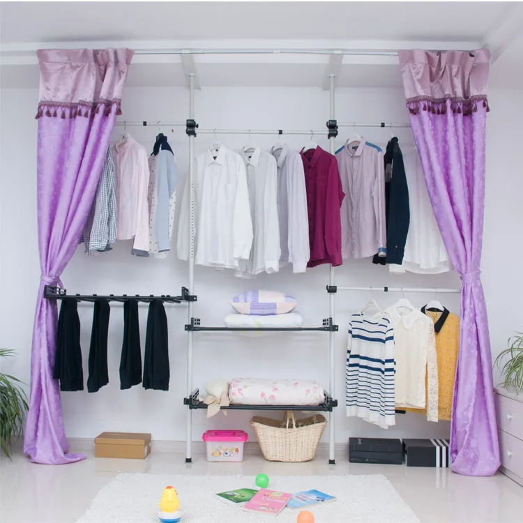 Корейский вертикально рама из нержавеющей стали пол вешалка сочетание ткань